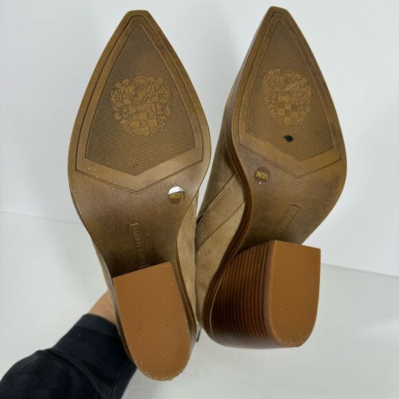 Vince Camuto Women's Gradina Stacked Chunky Heel Bootie Tan Ankle Boots Size 8 - Picture 9 of 12
